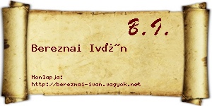 Bereznai Iván névjegykártya